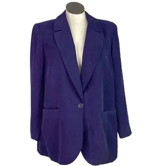 Eloquii Women 14 Notch Collar One Button Jacket Blazer Blue Rayon Blend NEW - Picture 1 of 8